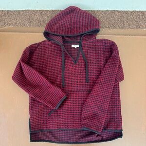 Madewell Red and Black Brushed Houndstooth Oversized Hoodie - Women’s Medium